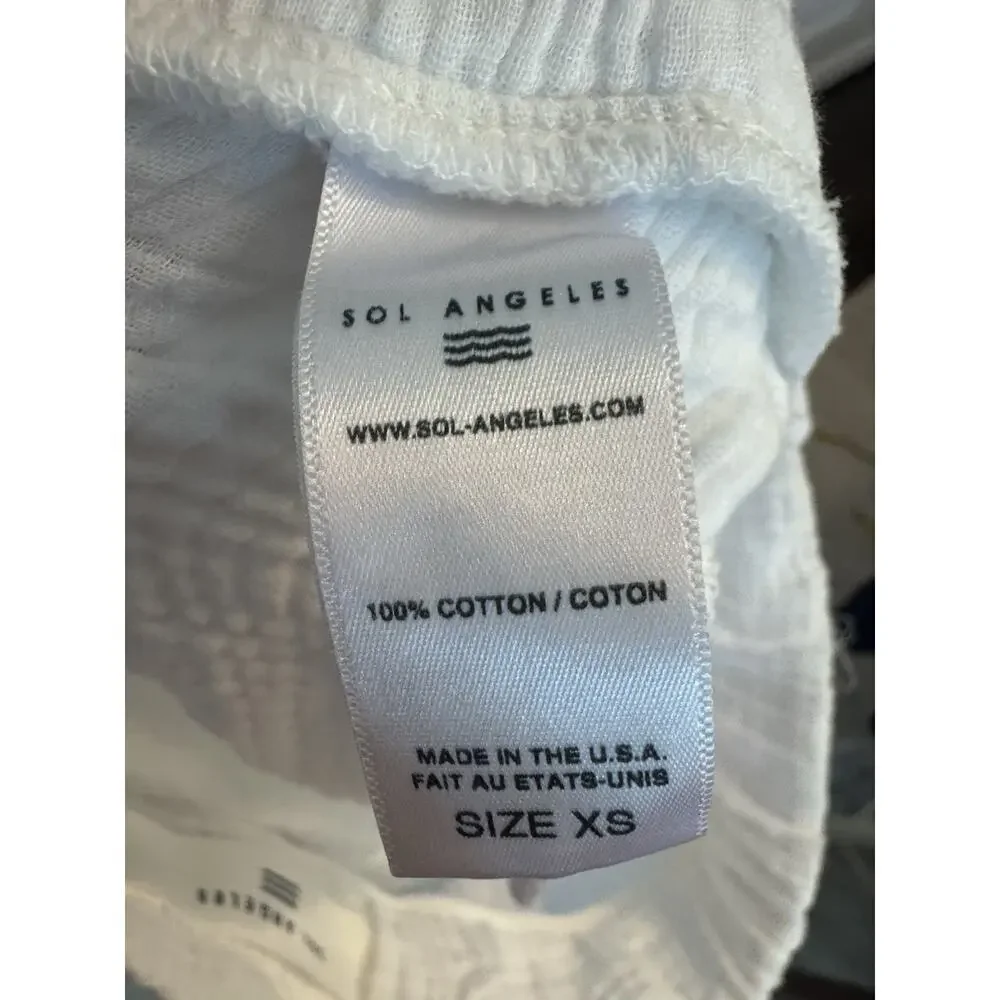Sol Los Angeles Cotton Crepe Wide Leg Pants White XS